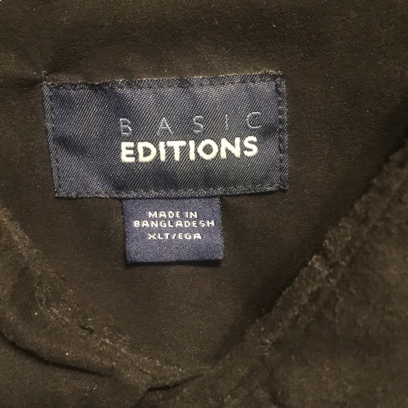 Basic Editions black suede like button down shirt - Picture 2 of 5